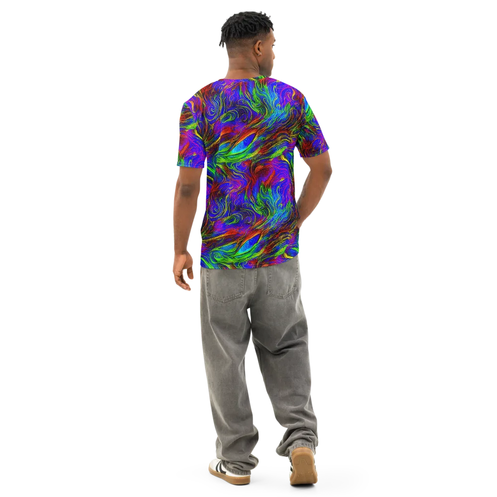 Inferno Flow on Men's Cotton Crew Neck T-Shirt — Back