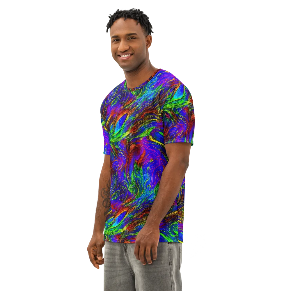 Inferno Flow on Men's Cotton Crew Neck T-Shirt — Left Front