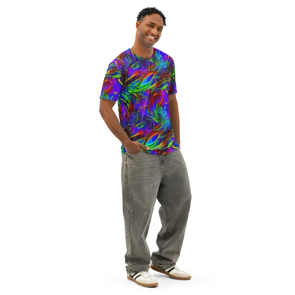 Inferno Flow on Men's Cotton Crew Neck T-Shirt — Right Front