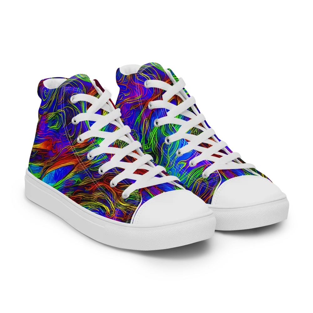 Inferno Flow on Men's High Top Canvas Shoes — Right Front