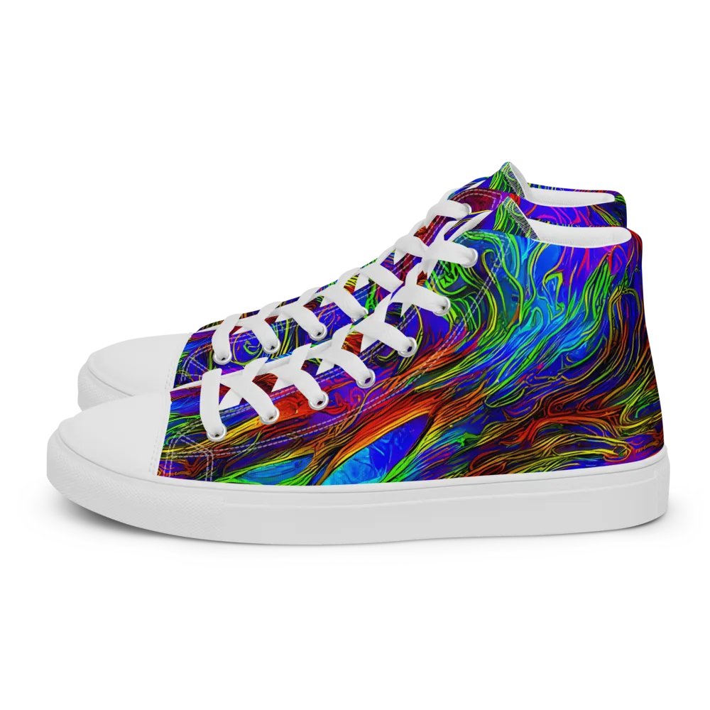 Inferno Flow on Men's High Top Canvas Shoes — Left