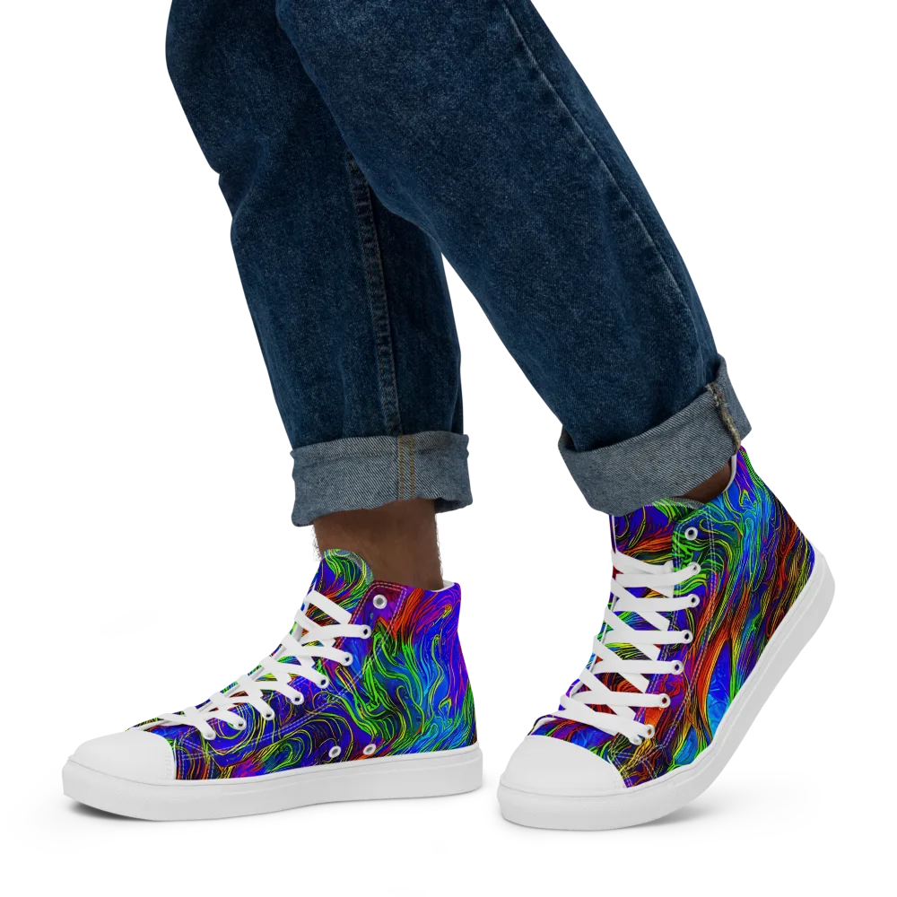 Inferno Flow on Men's High Top Canvas Shoes — Left