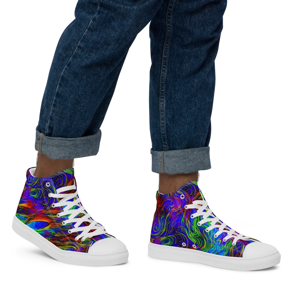 Inferno Flow on Men's High Top Canvas Shoes — Right