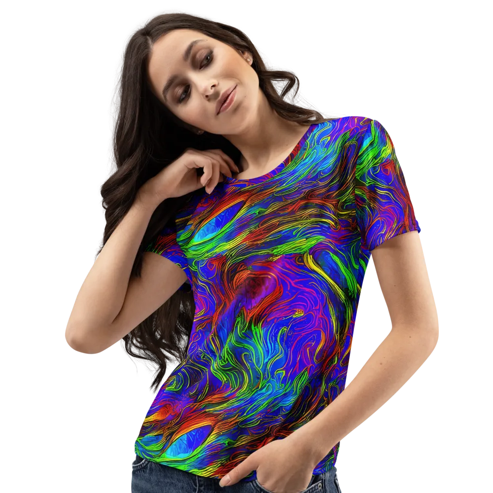 Inferno Flow on Women's Crew Neck T-Shirt — Left Front