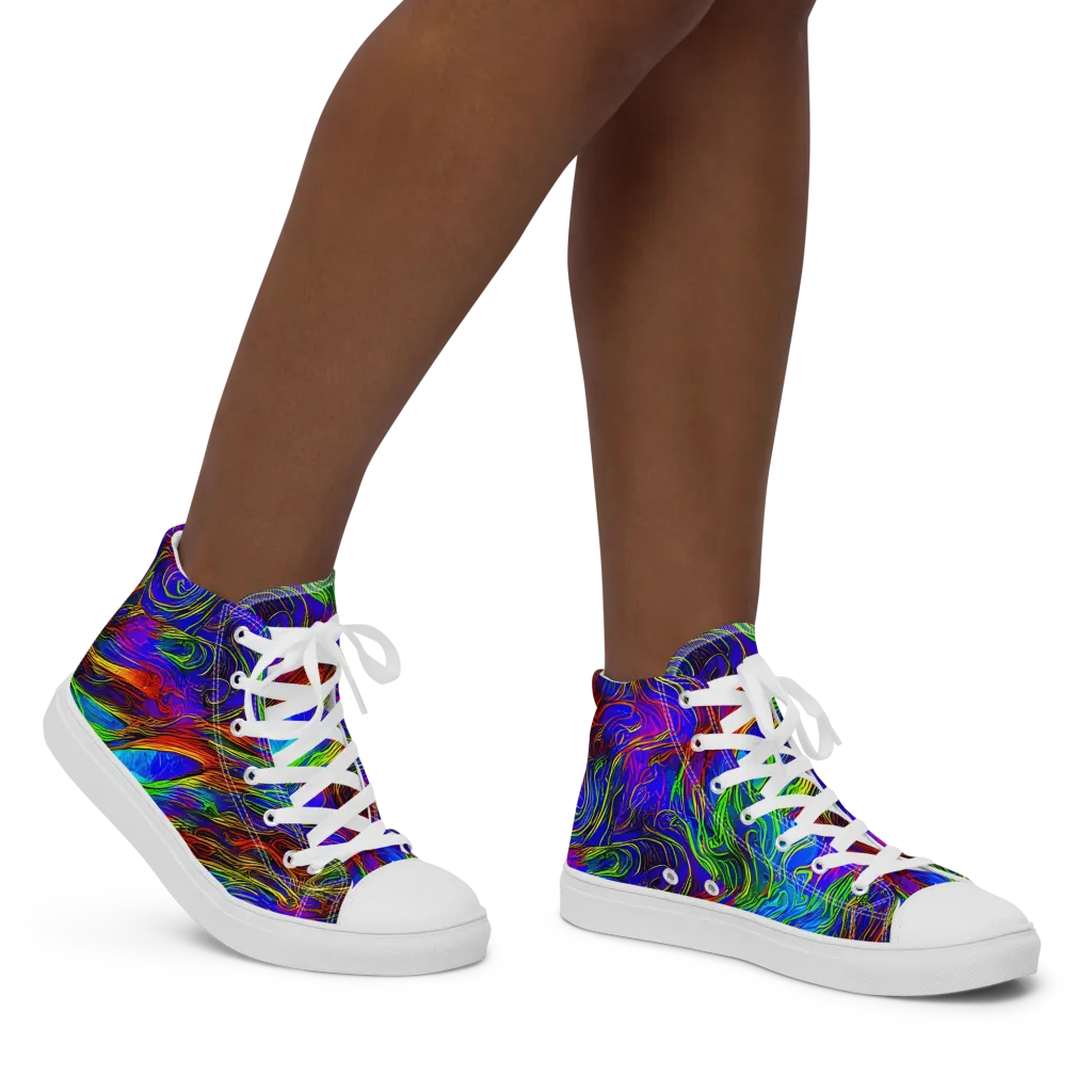 Inferno Flow on Women's High Top Canvas Shoes — Right
