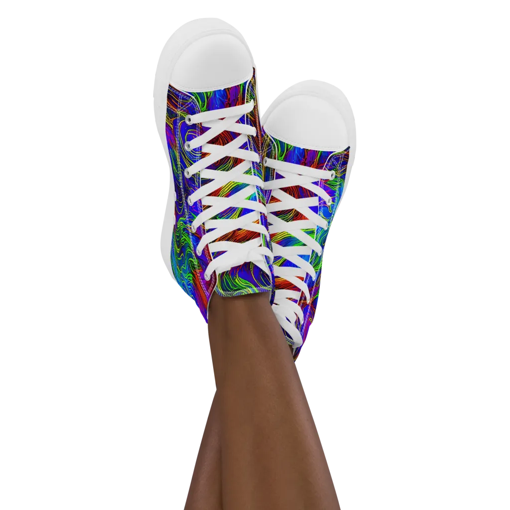 Inferno Flow on Women's High Top Canvas Shoes — Front