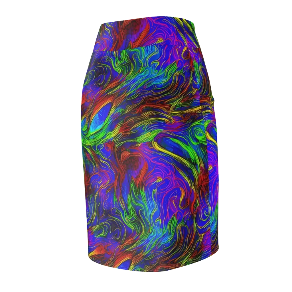 Inferno Flow on Pencil Skirt — Back Side