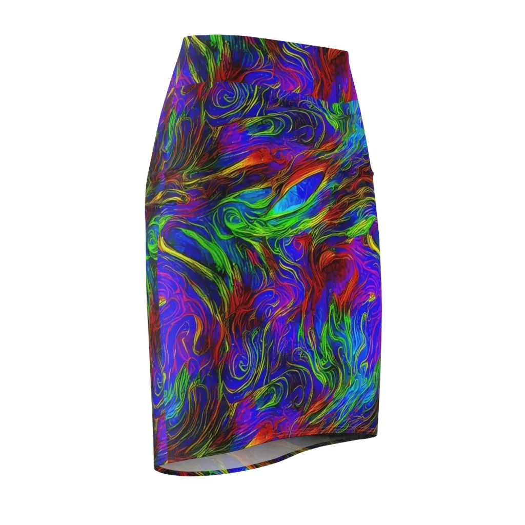 Inferno Flow on Pencil Skirt — Front Side
