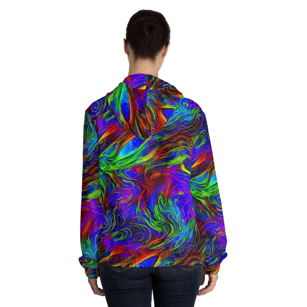 Inferno Flow on Women's Full-Zip Hoodie — Back On Person