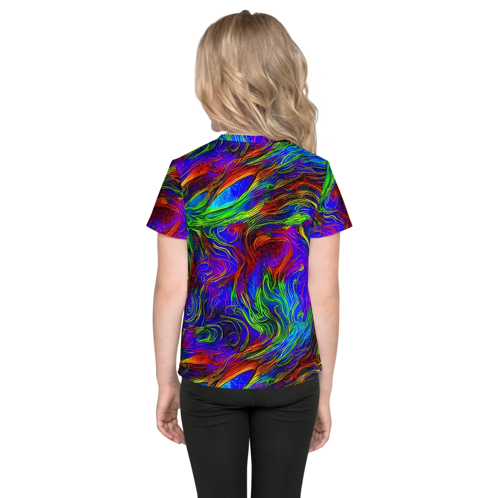 Inferno Flow on Kids Crew Neck T-Shirt — Back