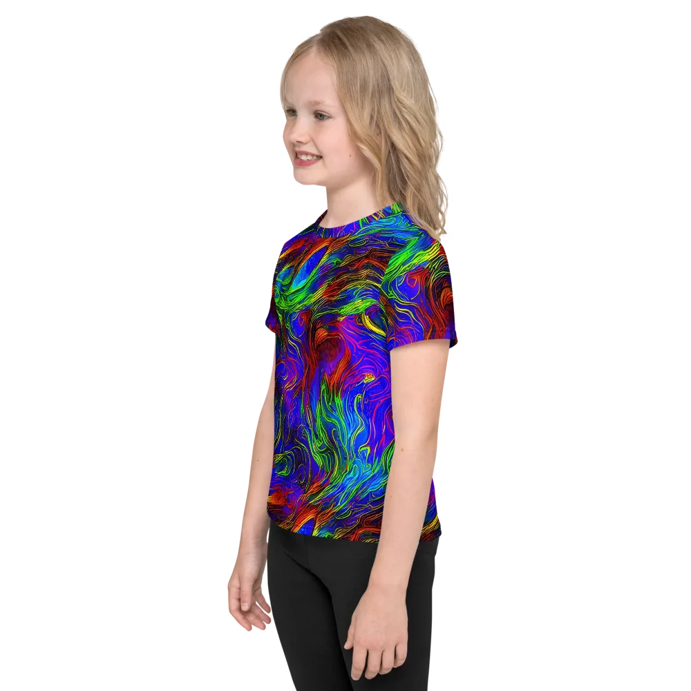 Inferno Flow on Kids Crew Neck T-Shirt — Left