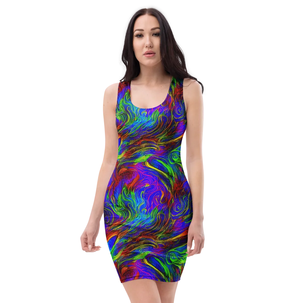 Inferno Flow on Bodycon Dress — Front