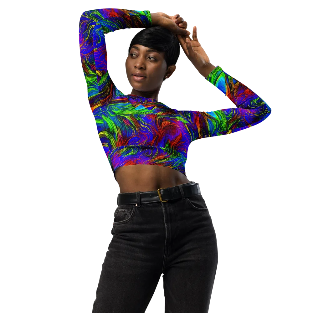 Inferno Flow on Long Sleeve Crop Top — Front