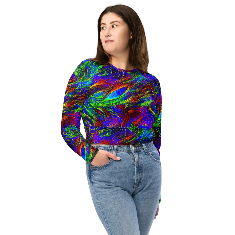 Inferno Flow on Long Sleeve Crop Top — Front