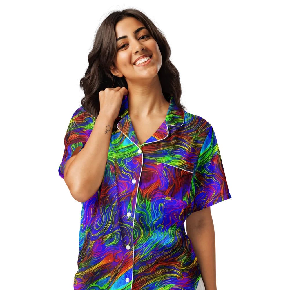 Inferno Flow on Women's Short Sleeve Pajama Top — Front
