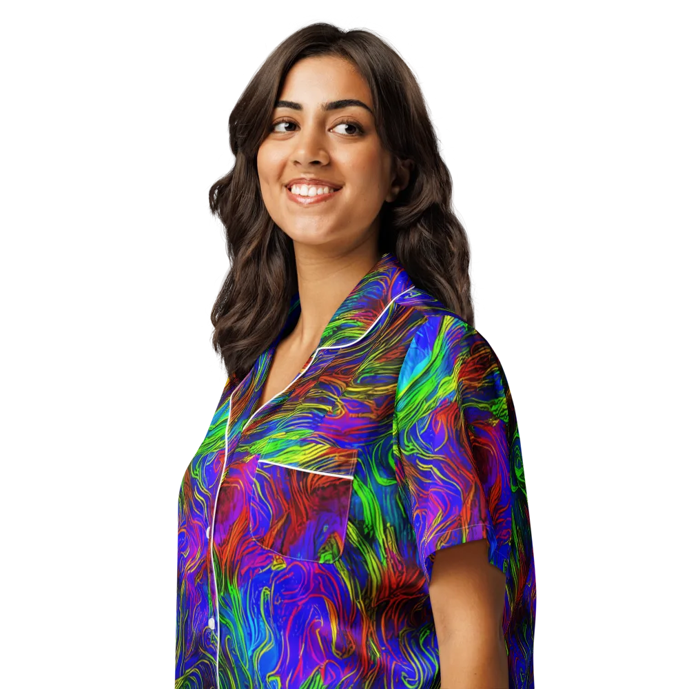 Inferno Flow on Women's Short Sleeve Pajama Top — Left Front
