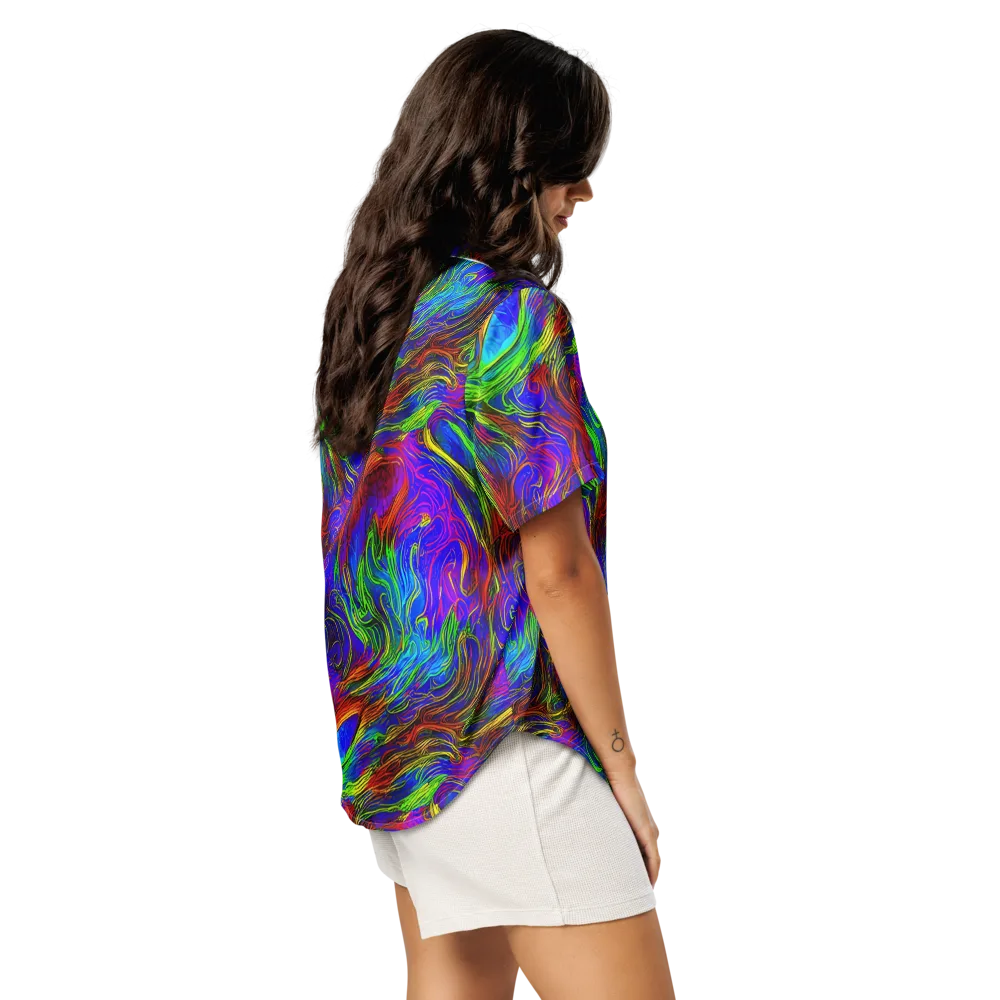 Inferno Flow on Women's Short Sleeve Pajama Top — Right Back