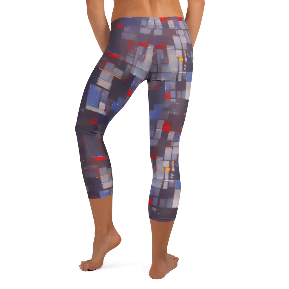 Cubist Rhythm on Capri Leggings — Back