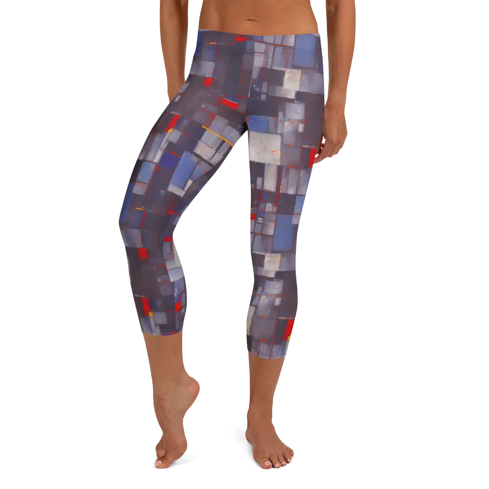 Cubist Rhythm on Capri Leggings — Front