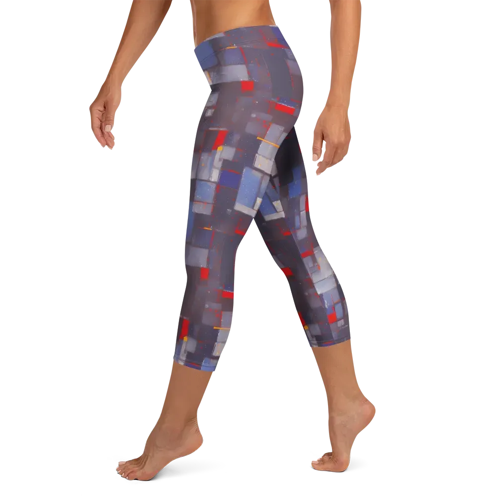 Cubist Rhythm on Capri Leggings — Left
