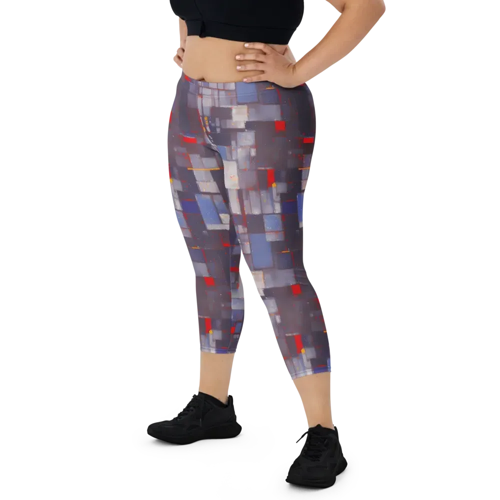 Cubist Rhythm on Capri Leggings — Front