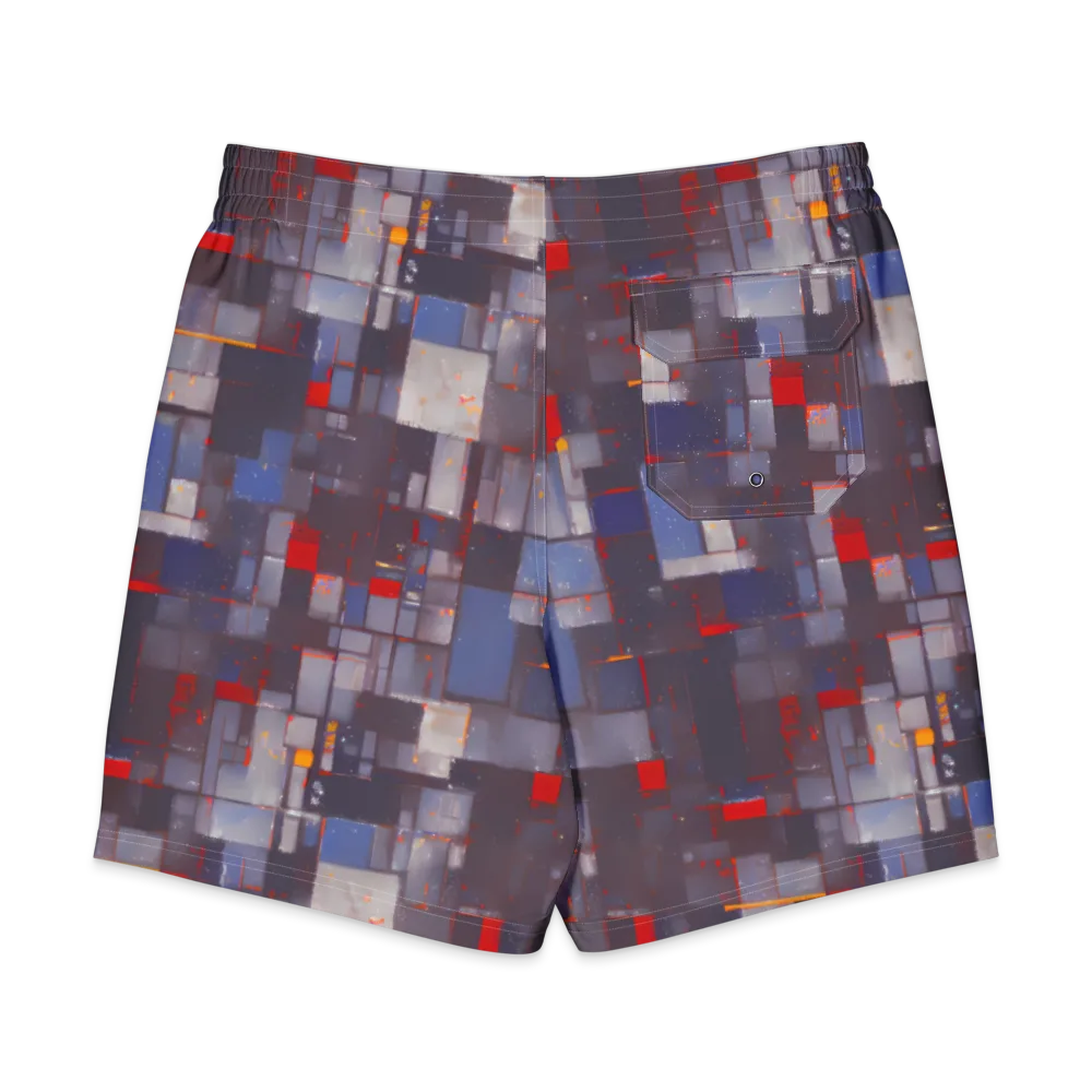 Cubist Rhythm on Men's Board Shorts — Back