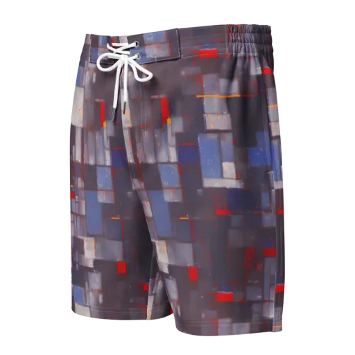 Cubist Rhythm on a Men's Board Shorts
