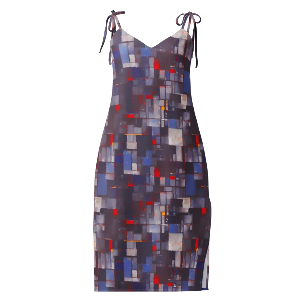 Cubist Rhythm on Slip Dress — Front