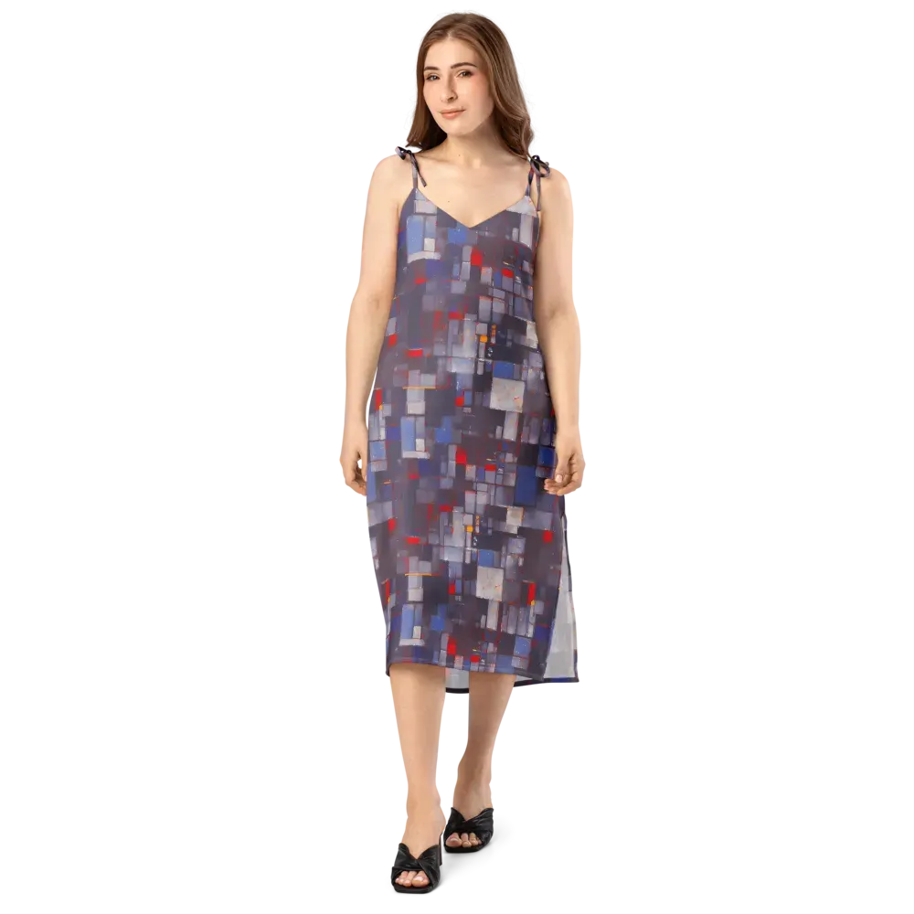 Cubist Rhythm on Slip Dress — Front
