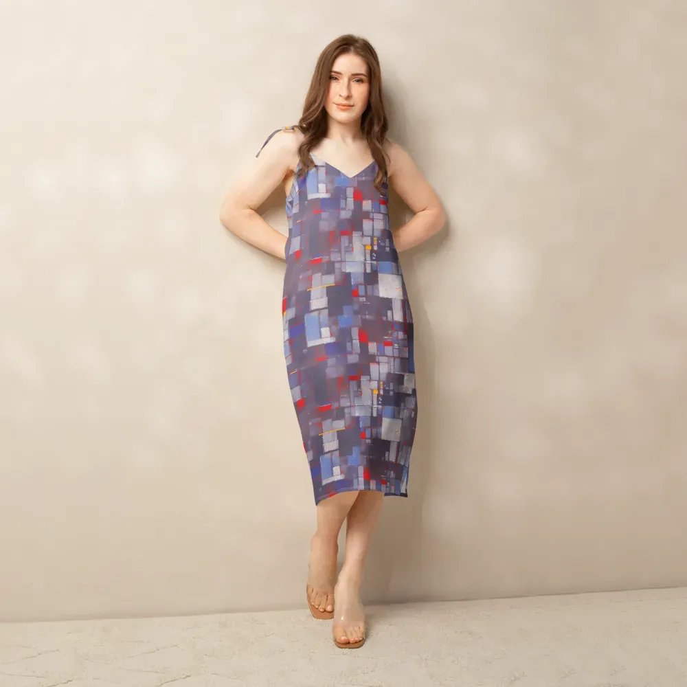 Cubist Rhythm on Slip Dress — Front