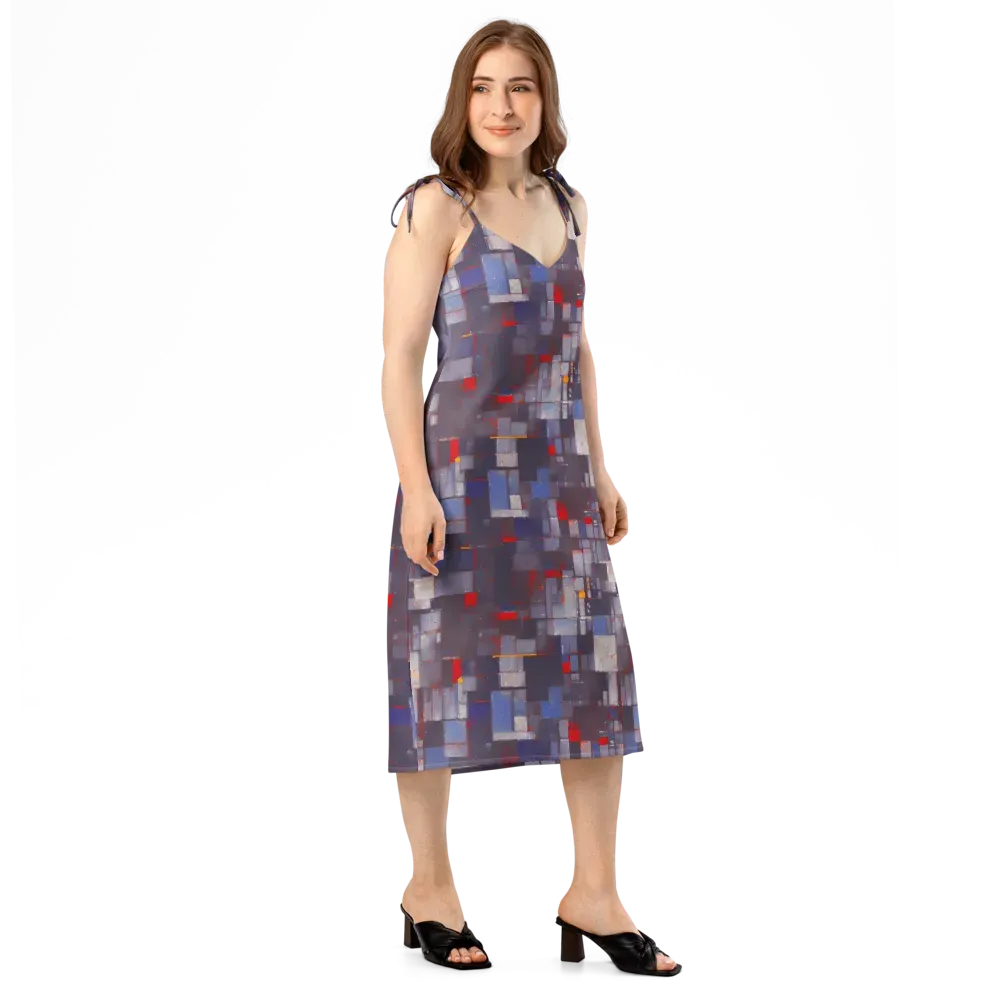 Cubist Rhythm on Slip Dress — Right Front