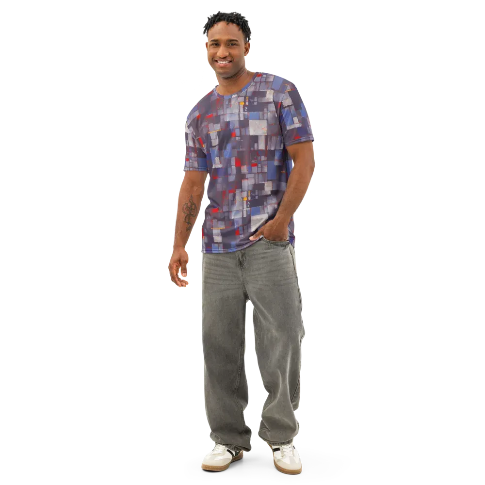 Cubist Rhythm on Men's Cotton Crew Neck T-Shirt — Front
