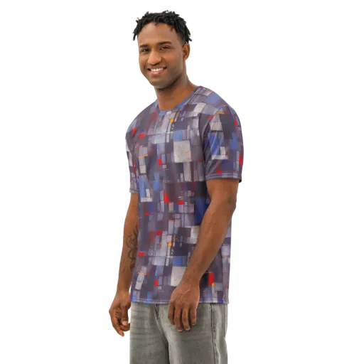 Cubist Rhythm on a Men's Cotton Crew Neck T-Shirt
