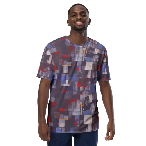 Cubist Rhythm on a Men's Crew Neck T-Shirt