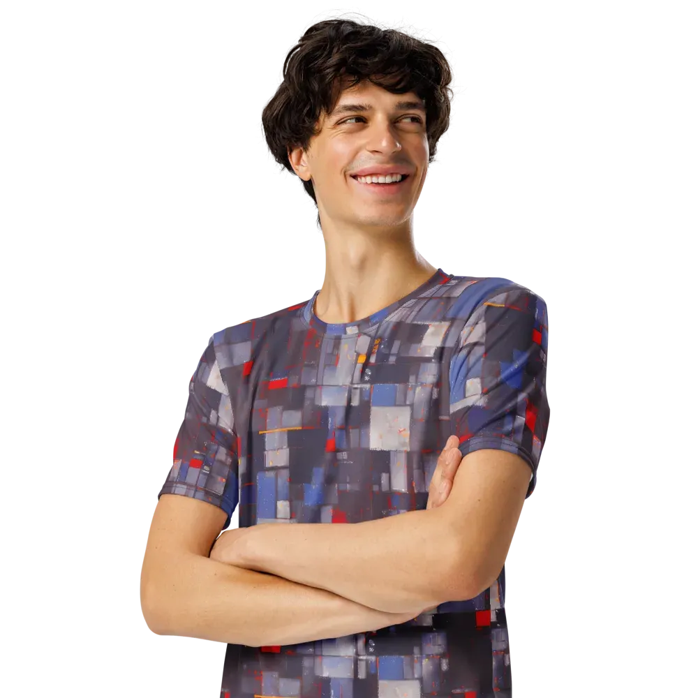 Cubist Rhythm on Men's Crew Neck T-Shirt — Left Front