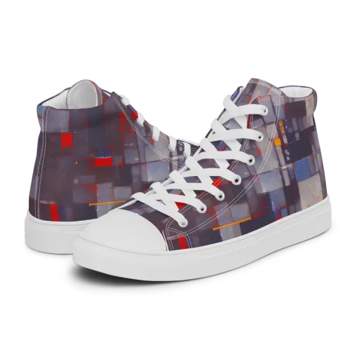 Cubist Rhythm on a Men's High Top Canvas Shoes