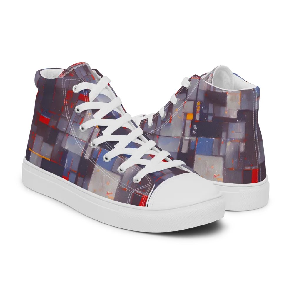 Cubist Rhythm on Men's High Top Canvas Shoes — Right