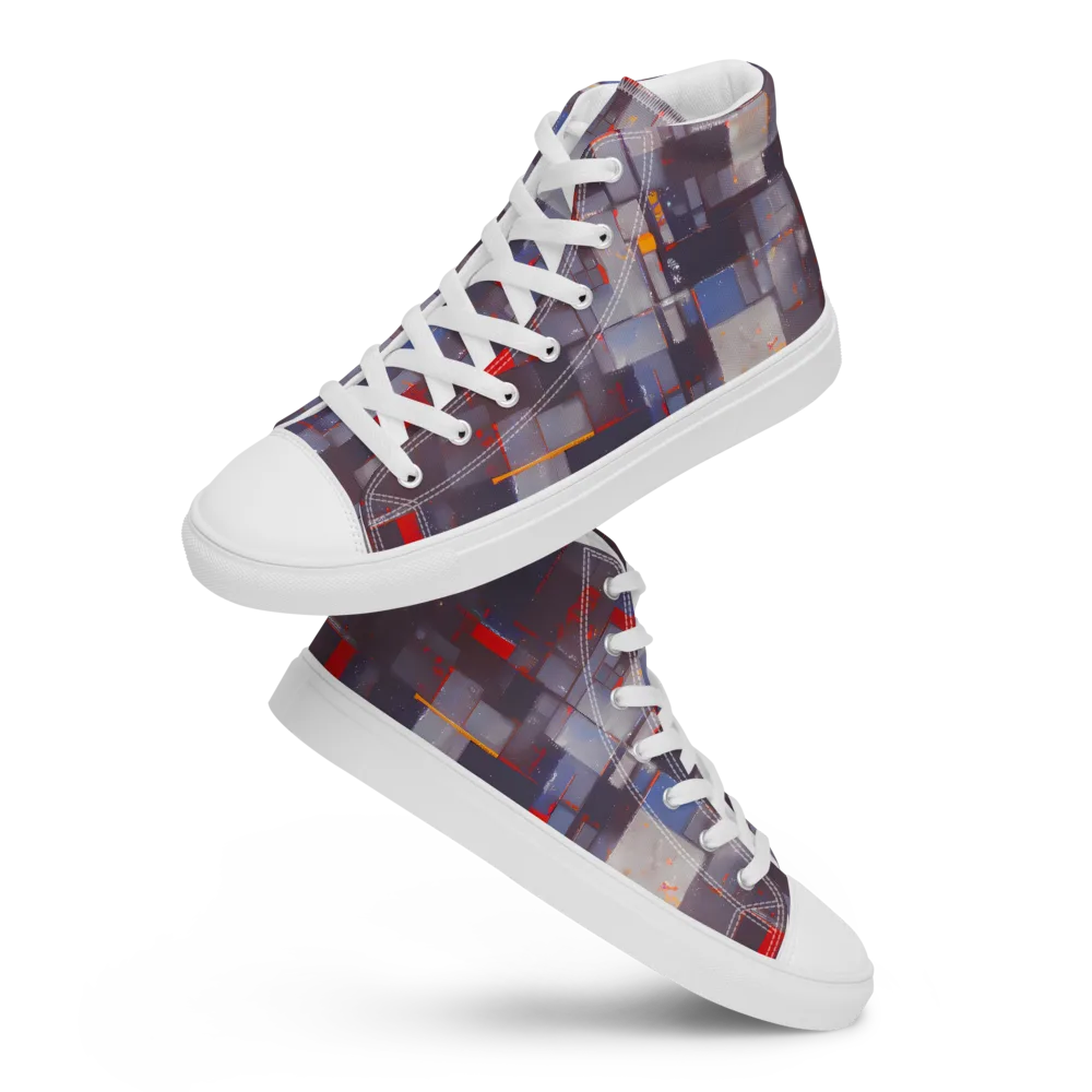 Cubist Rhythm on Men's High Top Canvas Shoes — Front