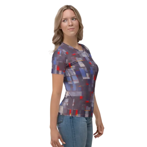 Cubist Rhythm on a Women's Crew Neck T-Shirt