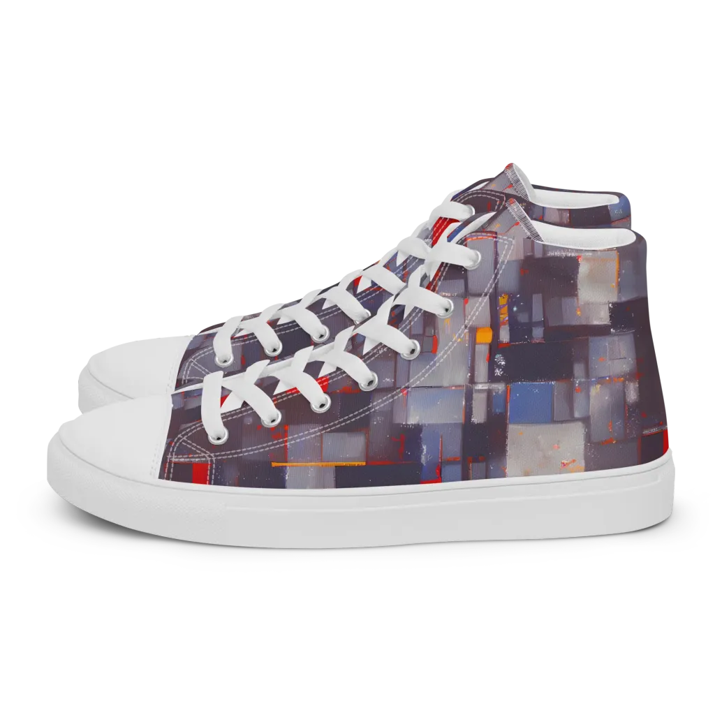 Cubist Rhythm on Women's High Top Canvas Shoes — Left