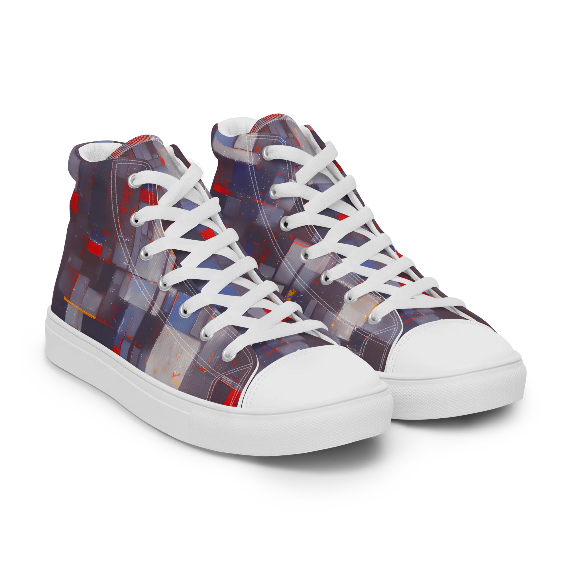 Cubist Rhythm on Women's High Top Canvas Shoes — Right Front