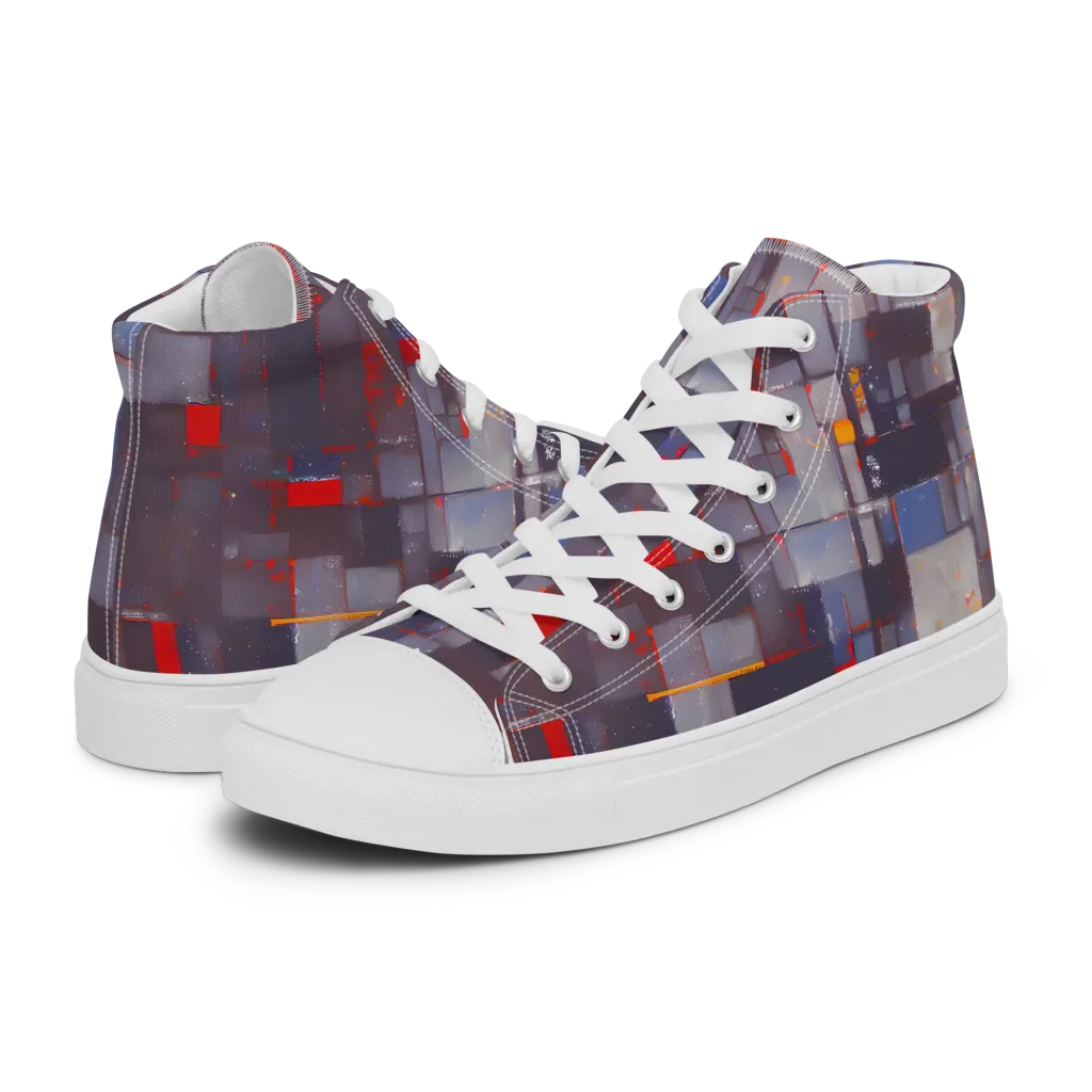 Cubist Rhythm on Women's High Top Canvas Shoes — Left