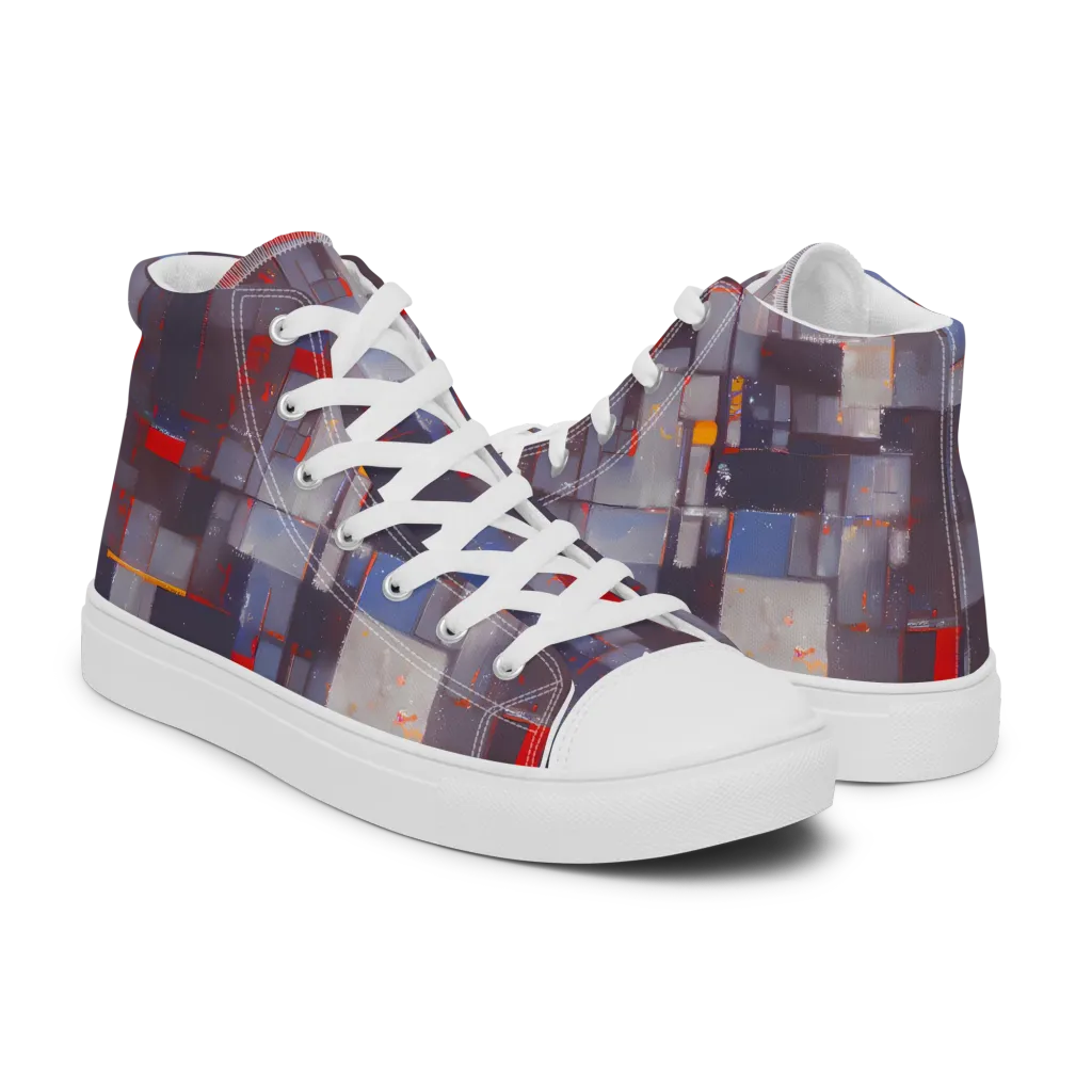 Cubist Rhythm on Women's High Top Canvas Shoes — Right