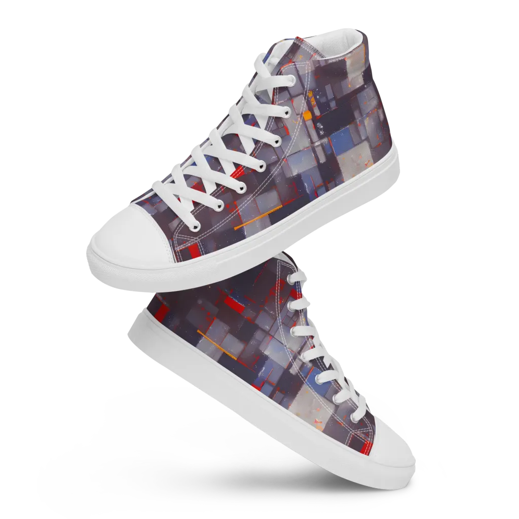 Cubist Rhythm on Women's High Top Canvas Shoes — Front