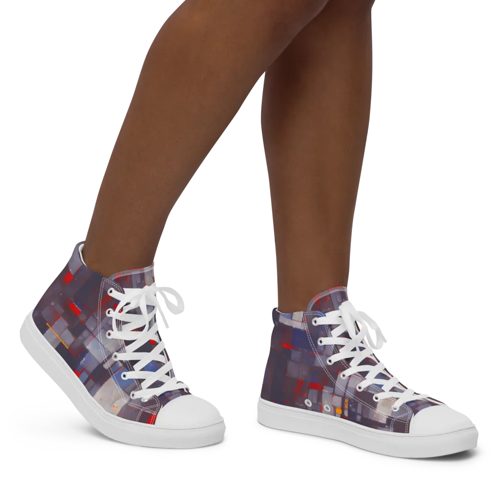 Cubist Rhythm on Women's High Top Canvas Shoes — Right