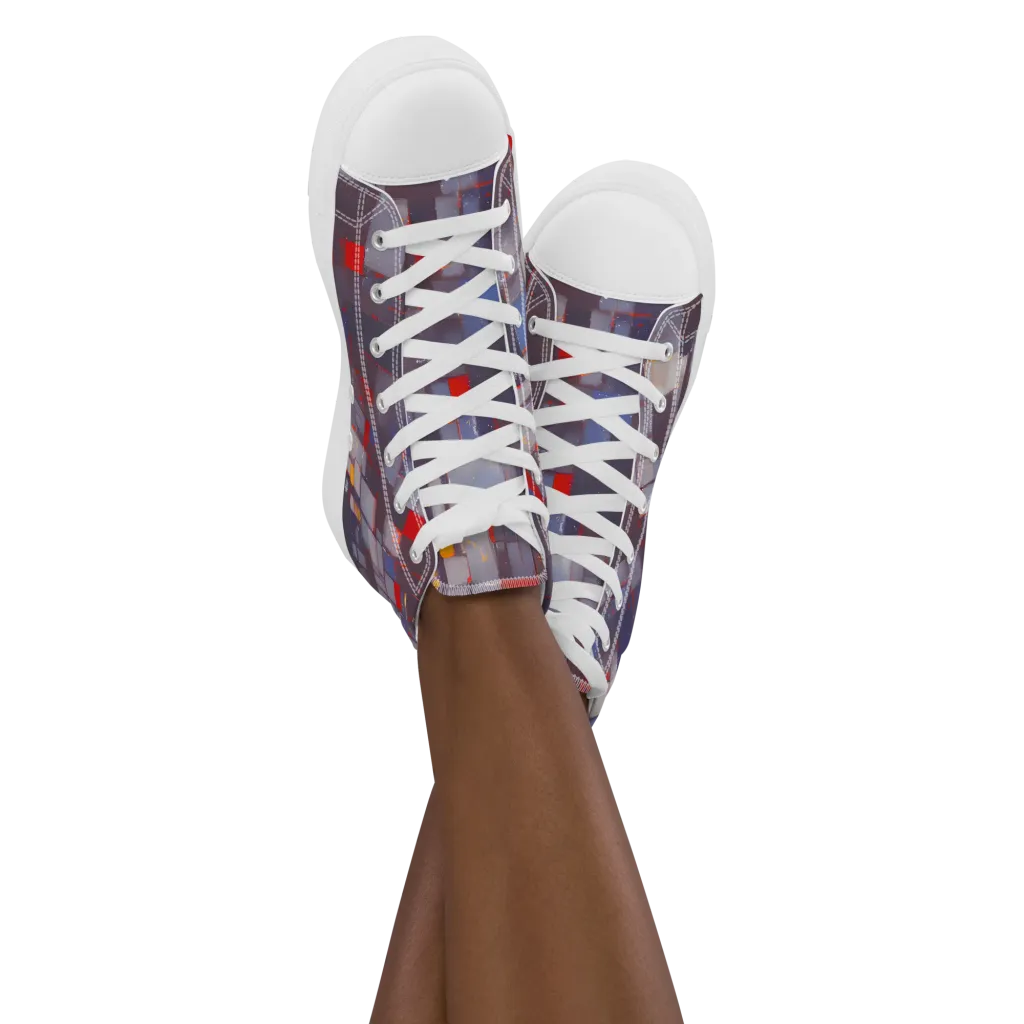 Cubist Rhythm on Women's High Top Canvas Shoes — Front