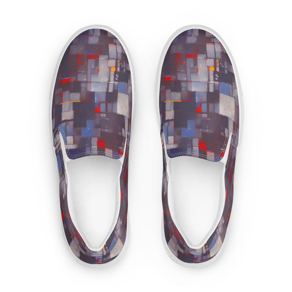 Cubist Rhythm on Men's Slip-On Canvas Shoes — Front
