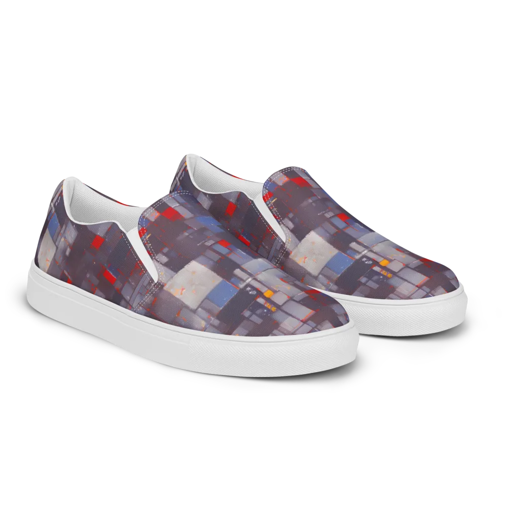 Cubist Rhythm on Men's Slip-On Canvas Shoes — Right Front