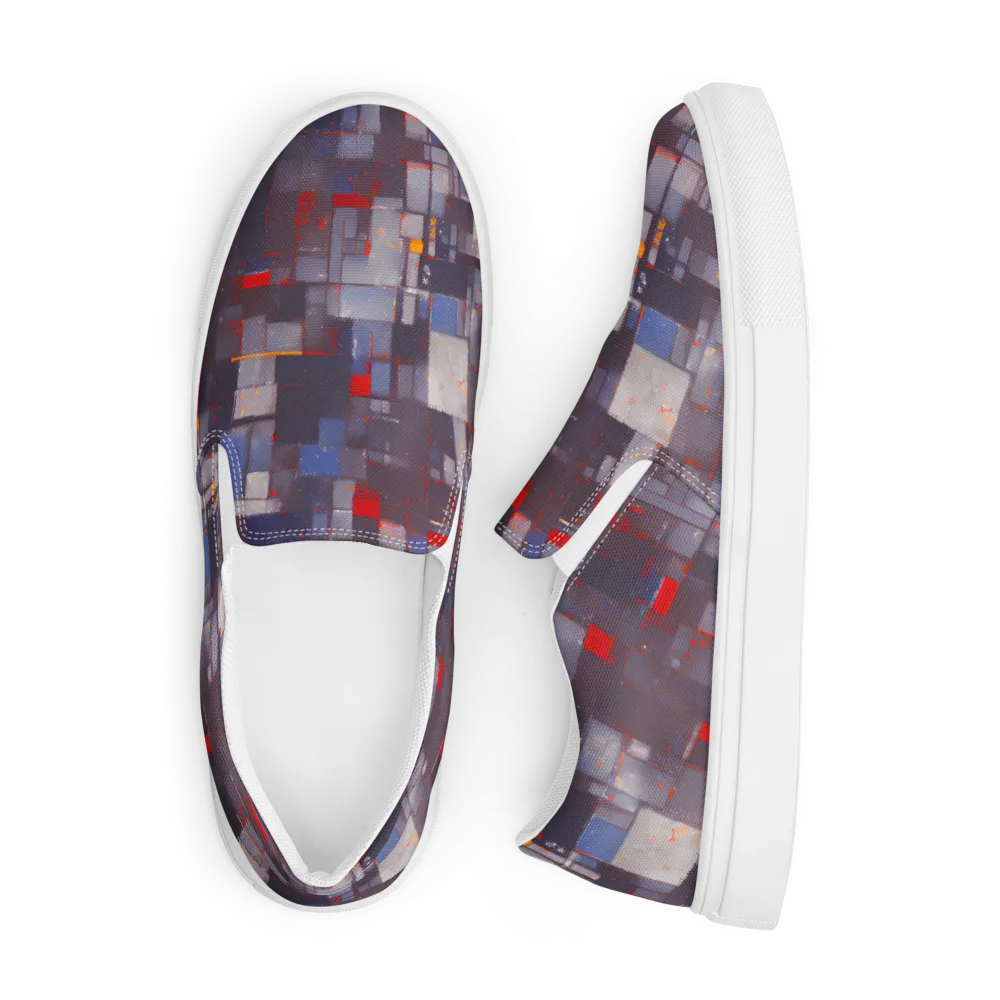 Cubist Rhythm on Men's Slip-On Canvas Shoes — Front