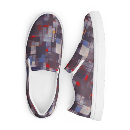 Cubist Rhythm on a Men's Slip-On Canvas Shoes